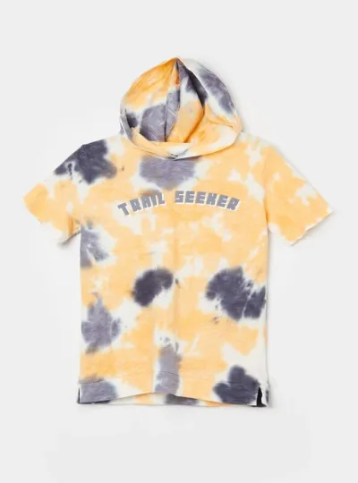FAME FOREVER Boys Tie Dye Print Hooded T-shirt